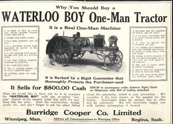 Waterloo Boy Tractor Ad